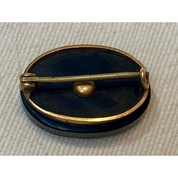 Antique Victorian French Jet Black Glass Mourning Brooch - Picture 7 of 8